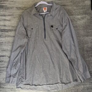 Wilderness Bailey Hickory Stripe 1/4 Zip Work Shirt Mens 3XL Tall gray White USA